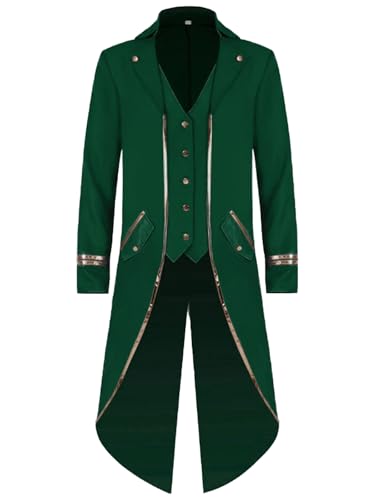 FQLGJMY Männer Vintage Tailcoat Jacke Victorian Gothic Vampire Frock Mantel Renaissance Piraten Uniform Halloween Kostüm FQLGJMY Männer Vintage Tailcoat Jacke Victorian Gothic Vampire Frock Mantel Renaissance Piraten Uniform Halloween Kostüm von FQLGJMY