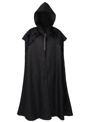 FQLGJMY Männer & Frauen Mittelalterliche Kapuzenmode Renaissance Gotische Zauberer Kap Grim Reaper Halloween Cosplay Kostüm von FQLGJMY