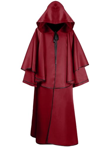 FQLGJMY Männer & Frauen Mittelalterliche Kapuzenmode Renaissance Gotische Zauberer Kap Grim Reaper Halloween Cosplay Kostüm von FQLGJMY