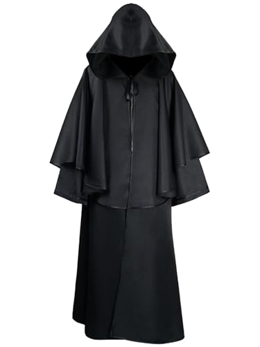 FQLGJMY Männer & Frauen Mittelalterliche Kapuzenmode Renaissance Gotische Zauberer Kap Grim Reaper Halloween Cosplay Kostüm von FQLGJMY