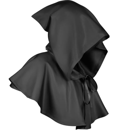 FQLGJMY Männer & Frauen Mittelalterliche gotische Kapuze Kap Steampunk Kapuze Kuh Mantel Zauberer Heiden Hut Halloween Cosplay Kostüme von FQLGJMY