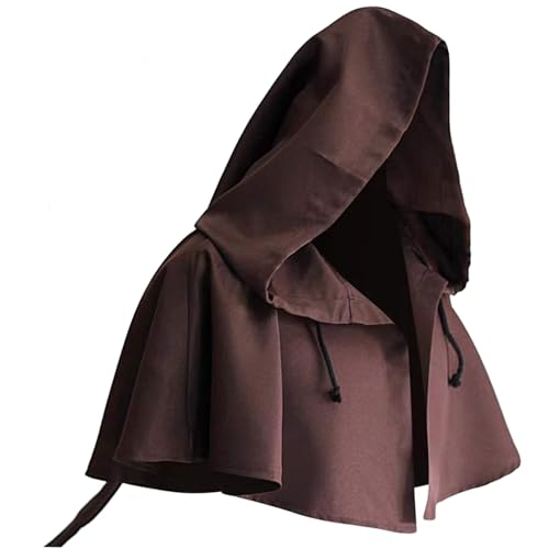 FQLGJMY Männer & Frauen Mittelalterliche gotische Kapuze Kap Steampunk Kapuze Kuh Mantel Zauberer Heiden Hut Halloween Cosplay Kostüme von FQLGJMY