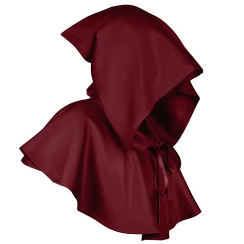 FQLGJMY Männer & Frauen Mittelalterliche gotische Kapuze Kap Steampunk Kapuze Kuh Mantel Zauberer Heiden Hut Halloween Cosplay Kostüme von FQLGJMY