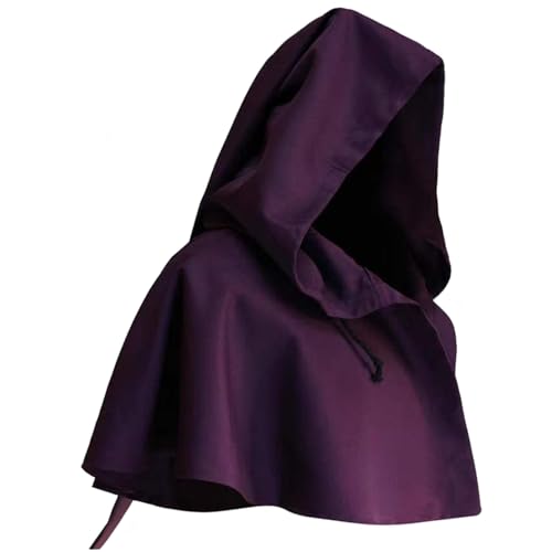 FQLGJMY Männer & Frauen Mittelalterliche gotische Kapuze Kap Steampunk Kapuze Kuh Mantel Zauberer Heiden Hut Halloween Cosplay Kostüme von FQLGJMY