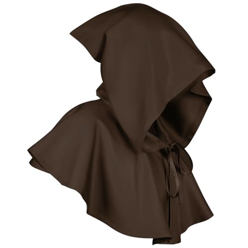 FQLGJMY Männer & Frauen Mittelalterliche gotische Kapuze Kap Steampunk Kapuze Kuh Mantel Zauberer Heiden Hut Halloween Cosplay Kostüme von FQLGJMY