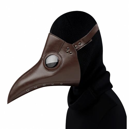 FQLGJMY Vogelmaske Aus PU-Leder Pestdoktor Lange Nase Vogelschnabel Steampunk Goth Halloween Cosplay Party Requisiten Kostümball von FQLGJMY