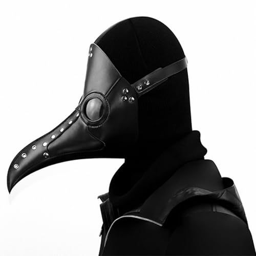 FQLGJMY Vogelmaske Aus PU-Leder Pestdoktor Lange Nase Vogelschnabel Steampunk Goth Halloween Cosplay Party Requisiten Kostümball von FQLGJMY