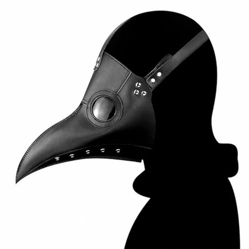 FQLGJMY Vogelmaske Aus PU-Leder Pestdoktor Lange Nase Vogelschnabel Steampunk Goth Halloween Cosplay Party Requisiten Kostümball von FQLGJMY