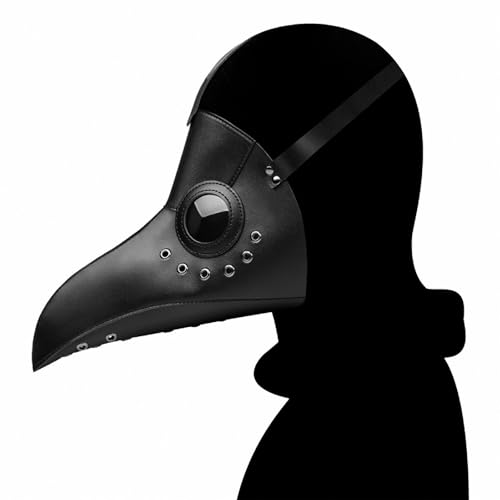 FQLGJMY Vogelmaske Aus PU-Leder Pestdoktor Lange Nase Vogelschnabel Steampunk Goth Halloween Cosplay Party Requisiten Kostümball von FQLGJMY
