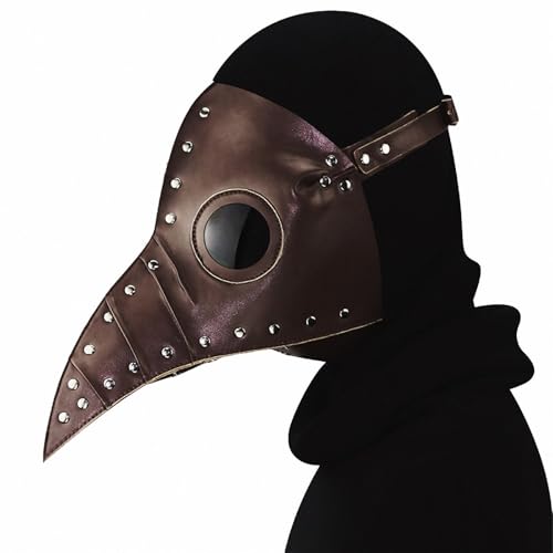 FQLGJMY Vogelmaske Aus PU-Leder Pestdoktor Lange Nase Vogelschnabel Steampunk Goth Halloween Cosplay Party Requisiten Kostümball von FQLGJMY