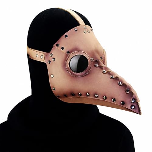 FQLGJMY Vogelmaske Aus PU-Leder Pestdoktor Lange Nase Vogelschnabel Steampunk Goth Halloween Cosplay Party Requisiten Kostümball von FQLGJMY