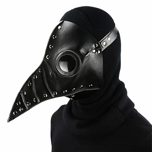 FQLGJMY Vogelmaske Aus PU-Leder Pestdoktor Lange Nase Vogelschnabel Steampunk Goth Halloween Cosplay Party Requisiten Kostümball von FQLGJMY