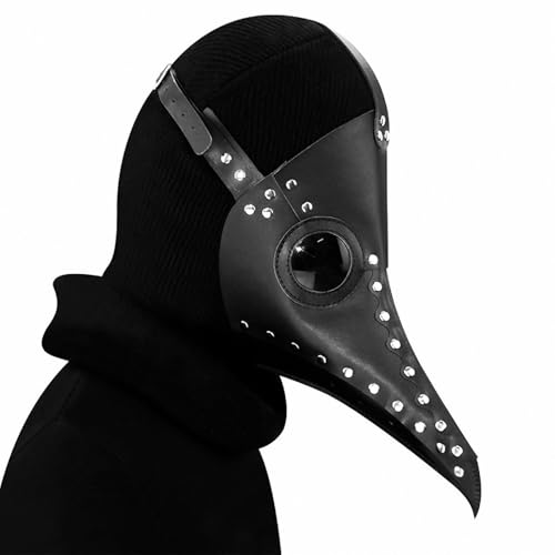FQLGJMY Vogelmaske Aus PU-Leder Pestdoktor Lange Nase Vogelschnabel Steampunk Goth Halloween Cosplay Party Requisiten Kostümball von FQLGJMY