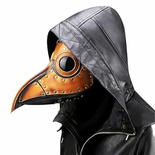 FQLGJMY Vogelmaske Aus PU-Leder Pestdoktor Lange Nase Vogelschnabel Steampunk Goth Halloween Cosplay Party Requisiten Kostümball von FQLGJMY