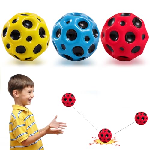 3 Stück Astro Jump Ball,Hohe Springender Gummiball,Space Theme Bouncy Moon Balls,7 cm Mini Jump Ball für Interaktives Spielzeug zum Stressabbau,Hüpfbälle for Kids Party Gift Im Freien von FQQF
