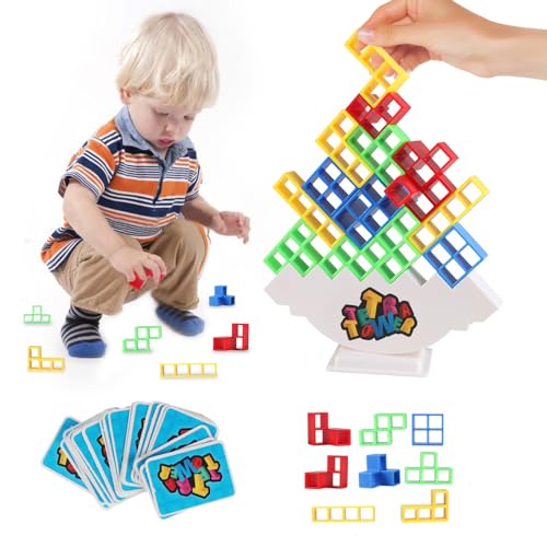 FQQF Tetra Tower Spiel,Tetris Balance Spielzeug Tower Game,Kreative Stapelspiel Spielzeug,Lustige Stapelspiel,Team Tower-Spiel für Kinder und Erwachsene（32 Blöcke） von FQQF