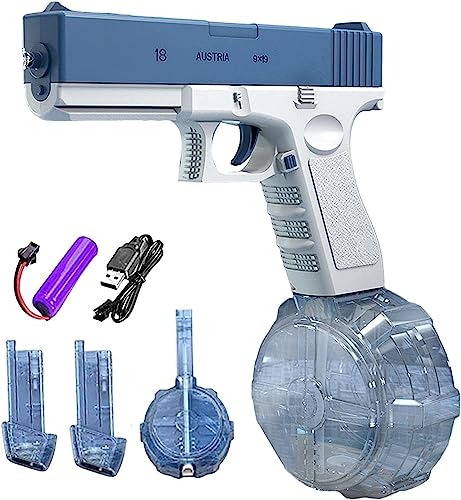 Elektrische Wasserpistole für Erwachsene und Kinder, Max Range 32ft Super One-Touch Automatische Wasserpistole 434CC+2 * 58CC Große Kapazität Stärkster Wassersprüher Sommer Pool Beach Elektrische Wasserpistole für Erwachsene und Kinder, Max Range 32ft Super One-Touch Automatische Wasserpistole 434CC+2 * 58CC Große Kapazität Stärkster Wassersprüher Sommer Pool Beach von FQUVSP