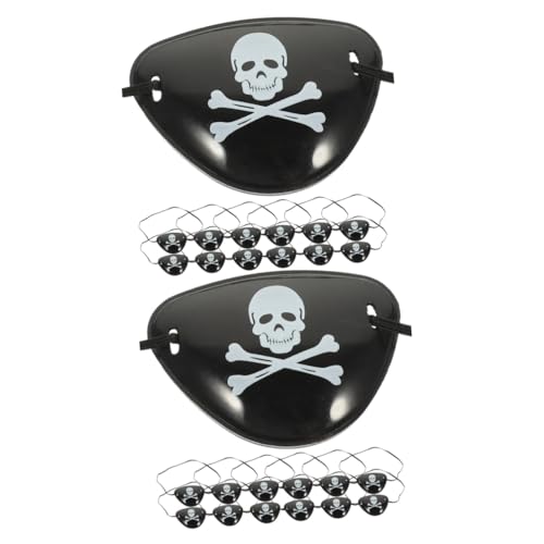 FRCOLOR 1 Satz Augenmaske Einzelne Augenklappe Halloween Piraten-cosplay-requisiten. Party-augenklappe Piratenkostüm-auge Maskerade-schädel-augenklappe Plastik Black 12st von FRCOLOR