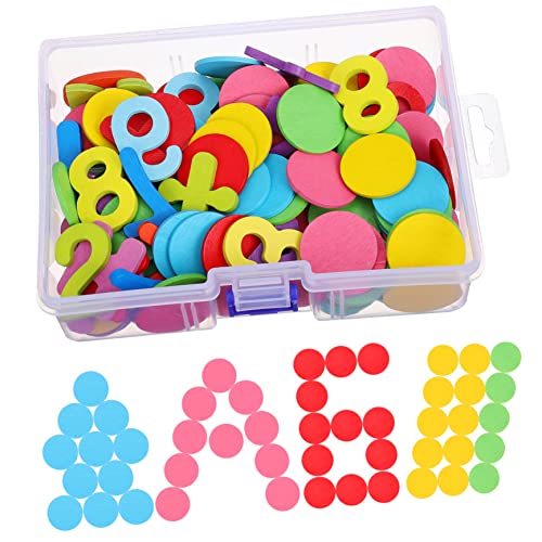 FRCOLOR 1 Satz Buntes Montessori Lernspielzeug aus Holz mit Zahlen und Formenplättchen für Vorschulkinder Runde Disketten Aufbewahrungsbox für Frühe Bildung und Mathelernen von FRCOLOR