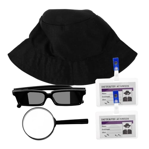 FRCOLOR 1 Satz Detektiv Kostümset für Halloween Teiliges Rollenspielzubehör mit Hut Brille und Lupe für Cosplay und Mysterienliebhaber Leicht von FRCOLOR