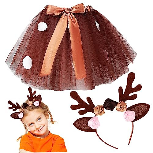 FRCOLOR 1 Satz Elch Kostümset für Haarreif mit Geweihen und Tutu Rock für Weihnachtsfeiern Kostüme Cosplay und Tanzaufführungen Weichem Atmungsaktivem FRCOLOR 1 Satz Elch Kostümset für Haarreif mit Geweihen und Tutu Rock für Weihnachtsfeiern Kostüme Cosplay und Tanzaufführungen Weichem Atmungsaktivem von FRCOLOR