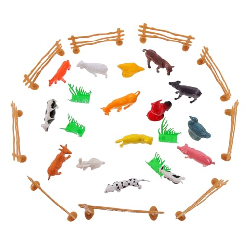FRCOLOR 1 Satz Farm Animal Figuren Set Teiliges Set aus Realistischen Plastik Tierfiguren Zaun und Dekoration für Kreatives Lernen und Farm Themenaktivitäten von FRCOLOR
