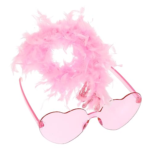 FRCOLOR 1 Satz Frauenboa Und Brille Herzförmige Sonnenbrille Süße Sonnenbrille Für Damen Trendige Sonnenbrille Valentinstag Brillen Valentinstagsbrille Rosa Feder FRCOLOR 1 Satz Frauenboa Und Brille Herzförmige Sonnenbrille Süße Sonnenbrille Für Damen Trendige Sonnenbrille Valentinstag Brillen Valentinstagsbrille Rosa Feder von FRCOLOR