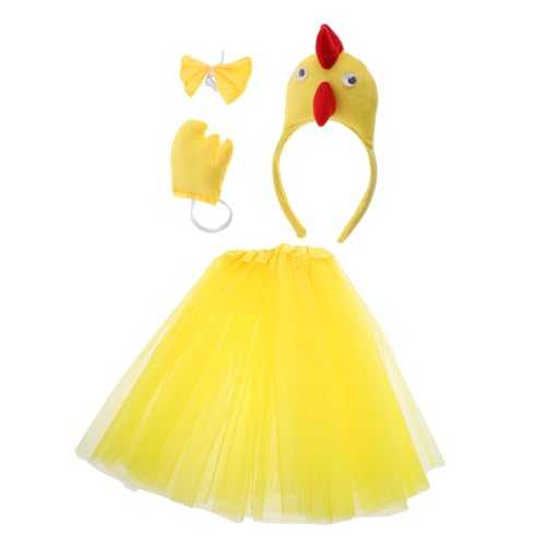 FRCOLOR 1 Satz Hahn-anziehset Tutu-kostümzubehör Kostüm Für Huhn Kleinkind Tutu Küken-kostüm-performance-requisite Kostüme Für Nutztiere Hühnchen-tutu-rock -tier-kostüm Yellow Tuch von FRCOLOR