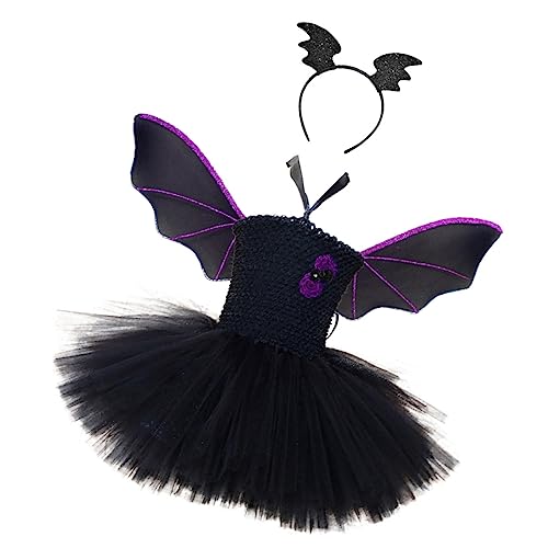 FRCOLOR 1 Satz Halloween Kinderkostüm Set mit Fledermausflügeln Verkleidung für Mottopartys Bestehend Kopfschmuck Flügeln und Tüllrock für Mädchen FRCOLOR 1 Satz Halloween Kinderkostüm Set mit Fledermausflügeln Verkleidung für Mottopartys Bestehend Kopfschmuck Flügeln und Tüllrock für Mädchen von FRCOLOR
