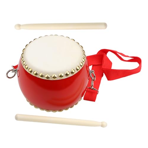 FRCOLOR 1 Satz Handtrommel für Rote Percussion mit Schlagstöcken für Musikaufführungen und Kreatives Fördert Musikalisches Interesse und Fähigkeiten von FRCOLOR