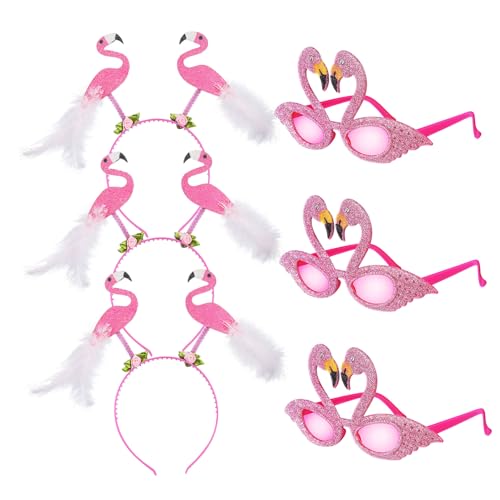 FRCOLOR 1 Satz Hawaii-party-outfit Foto-requisiten Hawaii-flamingo-stirnband Strand-hawaii-partyzubehör Flamingo-brille Flamingo-dekor Cosplay-dekore Kind Modellieren Plastik Kleine Blumen von FRCOLOR