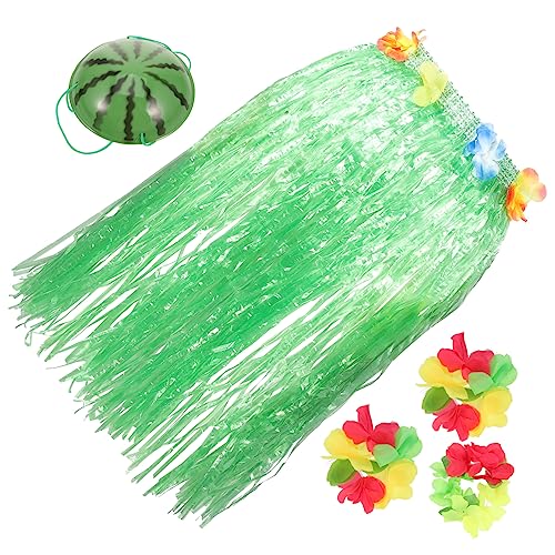 FRCOLOR 1 Satz Hawaiian Grass Rocker Teiliges Kostümset mit Grasskirt Wassermelonen Mehrfarbigem Kopfschmuck Armbändern für Damen Tropische Partys Luau Feiern von FRCOLOR