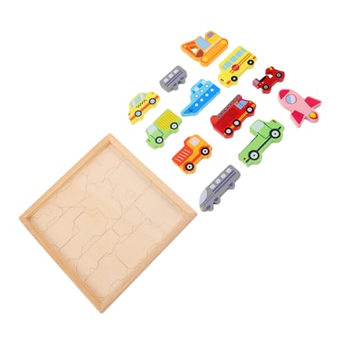 FRCOLOR 1 Satz Holzfahrzeug Puzzle Kreatives zur Fahrzeugzuordnung für Kleinkinder Pädagogisches Holzspielzeug Kognitiven Fähigkeiten und Kreativität von FRCOLOR
