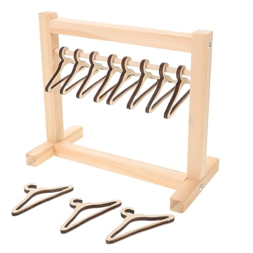 FRCOLOR 1 Satz Holzkleiderschrank mit Mini Kleiderbügeln Platzsparender Puppenschrank für Spielzimmer und Sammlungen von FRCOLOR