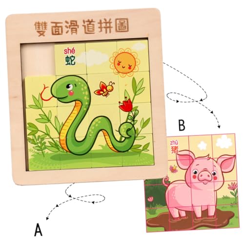 FRCOLOR 1 Satz Holzpuzzle für Finger Slide Puzzle aus Holz für Jungen und Mädchen Zufälliger Stil Pädagogisches Lernspielzeug für Kleinkinder Sicher und Einfach von FRCOLOR