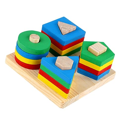 FRCOLOR 1 Satz Holzspielzeug für Geometrische Formen Kreatives Lernspielzeug für Frühe Bildung Montessori Blockspielzeug Wahrnehmung von Formen und Farben von FRCOLOR