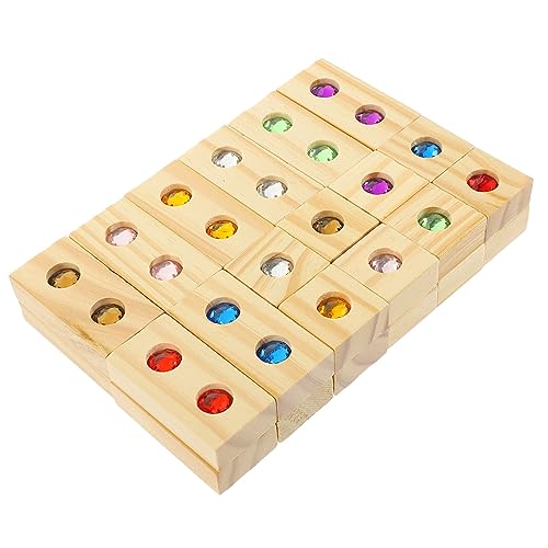 FRCOLOR 1 Satz Holzspielzeug mit Edelstein Inlay Teile Bauklötze für Frühes Lernen und Kreative Konstruktion für Eltern Fantasie und Beziehungen von FRCOLOR