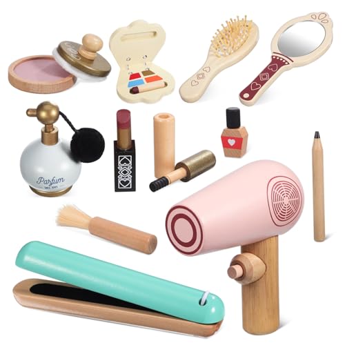 FRCOLOR 1 Satz Kinderschminkset aus Holz Make Up mit Friseur Accessoires für Mädchen Kreatives Rollenspiel für Geburtstagsfeiern und Besondere Anlässe FRCOLOR 1 Satz Kinderschminkset aus Holz Make Up mit Friseur Accessoires für Mädchen Kreatives Rollenspiel für Geburtstagsfeiern und Besondere Anlässe von FRCOLOR