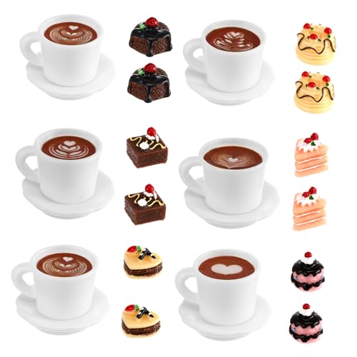 FRCOLOR 1 Satz Miniatur Lebensmittelsatz für Puppenhaus Realistische Fake Kuchen und Kaffeetassen Dekorative Mini Desserts Harz Langlebig und Wiederverwendbar Zubehör für Puppenh FRCOLOR 1 Satz Miniatur Lebensmittelsatz für Puppenhaus Realistische Fake Kuchen und Kaffeetassen Dekorative Mini Desserts Harz Langlebig und Wiederverwendbar Zubehör für Puppenh von FRCOLOR
