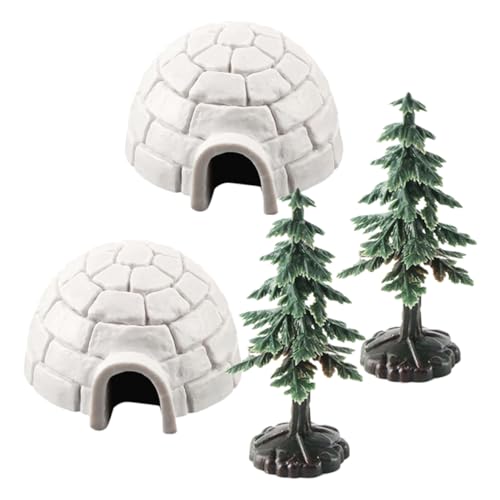 FRCOLOR 1 Satz Miniature Figuren Teiliges Dekorationsset mit und Weihnachtsbaumfiguren Realistische Schneehaus Modelle für Weihnachtsdekoration und Tischschmuck von FRCOLOR