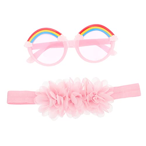 FRCOLOR 1 Satz Mit Haarband Schnapsgläser Dekoratives Kinderglas Haarhalter Haarband Kinderbrillen Regenbogen- Für Babys Stk Rosa von FRCOLOR