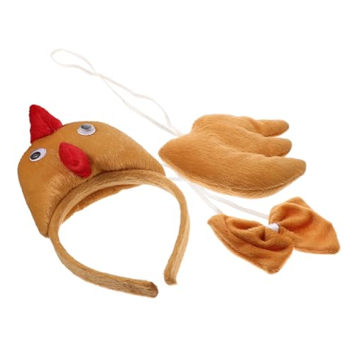 FRCOLOR 1 Satz Partydekorationen Plüsch Hahn Fliege Hahn-Stirnband Hühnerstirnband Cosplay-Stirnbänder Cosplay- Cosplay-Stirnband Kostüm Baumwolle Brown von FRCOLOR