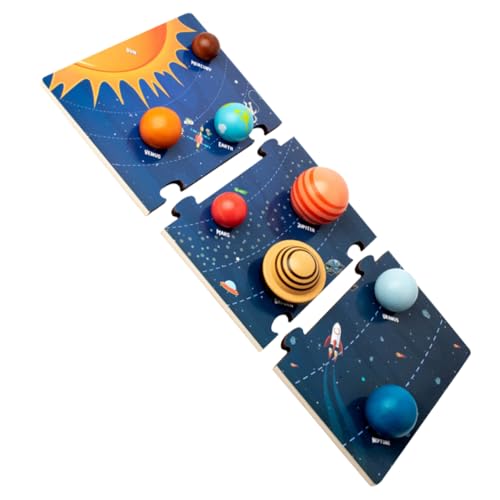 FRCOLOR 1 Satz Planeten Puzzle für Interaktives Lernspielzeug Kognitiven Fähigkeiten im Sonnensystem Geeignet für Jahren Holzspielzeug für Erkennen von Formen und Farben von FRCOLOR