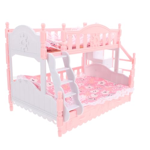 FRCOLOR 1 Satz Puppenhausbettwäsche Mini-Hausversorgung Dolly House Möbel Puppenhaus Bett Hausmöbel etagenbetten für puppenhäuser Mini-Haus-Puppenbett winziges Bett Plastik Rosa von FRCOLOR