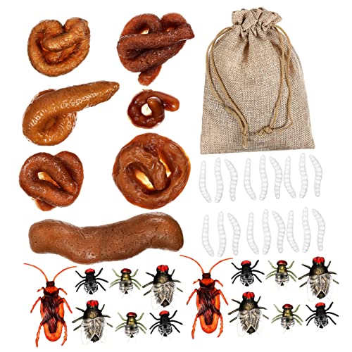 FRCOLOR 1 Satz Realistischem Fake KOT Teiliges Prank Kit mit Fake Fliegen und Kakerlaken für Aprilscherze und Halloween Dekorationen Lustige Party Requisiten von FRCOLOR