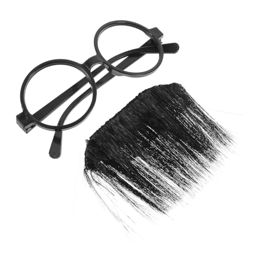 FRCOLOR 1 Satz Realistischer Fake Bart mit Brille Cosplay Maskerade Zubehör Teiliges Set Brille Schwarzer Bart für Halloween und Kostümpartys von FRCOLOR