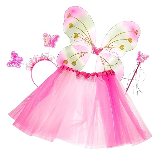 FRCOLOR 1 Satz Regenbogen -Schmetterlingsrockset für Flügel die Röcke Party Ballettröckchen Anzieh-Schmetterlings-Stirnband Schmetterling Kostümzubehör Polyester Zufällige Farbe von FRCOLOR