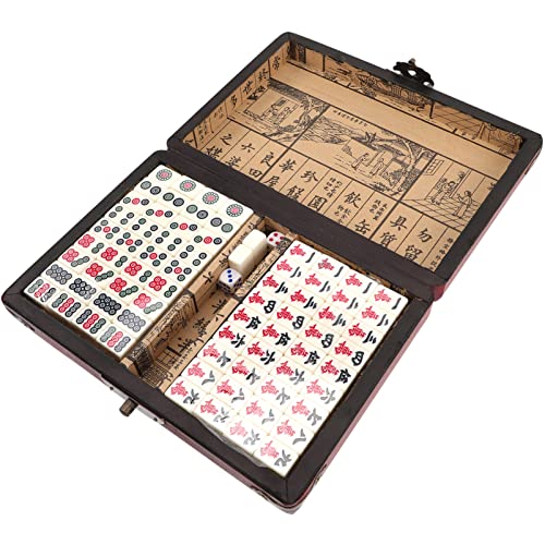 FRCOLOR 1 Satz Reise Mahjong Set Tragbares Teiliges Mahjong Kit mit Zubehör für Schlafsäle und Unterwegs Langlebig für Unvergessliche Spielabende von FRCOLOR