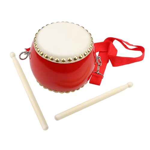 FRCOLOR 1 Satz Schlagzeug Rotes Musikspielzeug mit Trommelstöcken für Junge Mädchen Fördert Musikalisches Interesse und Rhythmusgefühl von FRCOLOR