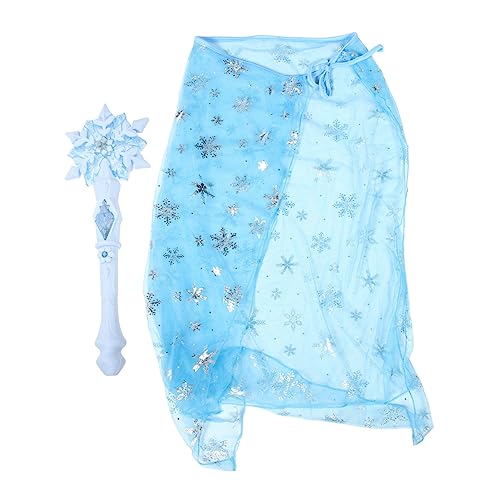 FRCOLOR 1 Satz Schneeflockenstab Cosplay Fee Bausatz Party CAPES glitzer kleider Kinderkommode kleidung spielzeuge Nacht blinkender Zauberstab Kinderkostüme Prinzessin Stoff Blau von FRCOLOR